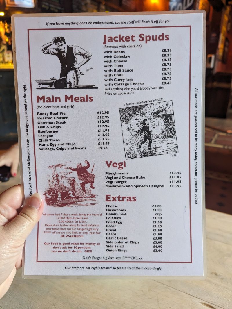The Maltings York menu